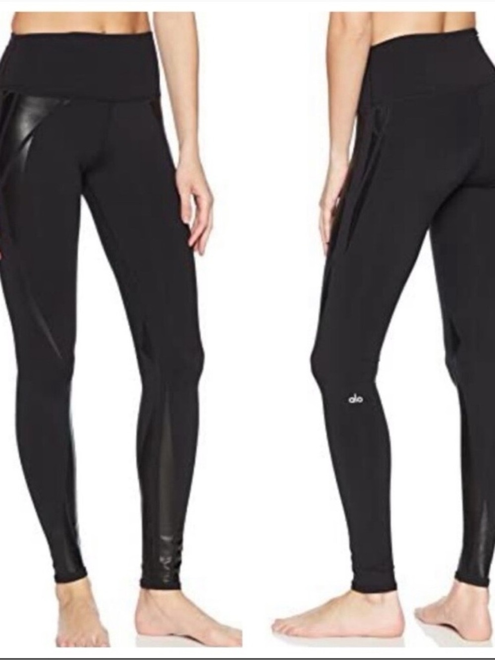 ALO Yoga Black High-Waist Leggings with Glossy Side Panels
